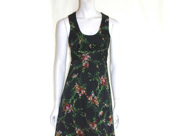 Vintage Hawaiian Maxi Dress, Floral Satin Beauty
