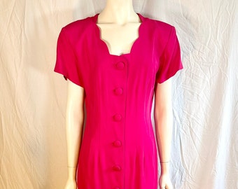 90’s Vintage Hot Pink Dress By Hearts, Size 8