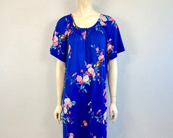 Sweet 70's Vintage Hawaiian Floral Long Dress/Kaftan,