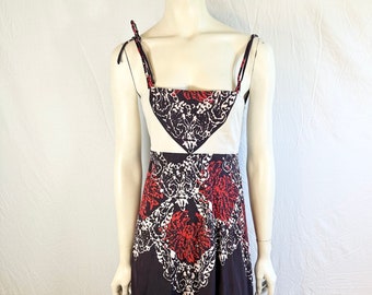 Batik Maxi Dress, Boho Style, Tie Shoulder Straps, Small/Medium