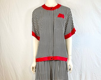 Costume 2 pièces des années 1980, chemisier et jupe, taille 12