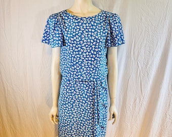 90’s Vintage Baby Blue & Floral Dress, Small