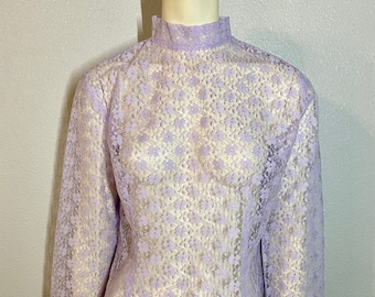 70's Vintage Lace Blouse,  OAK, Size Small/Medium