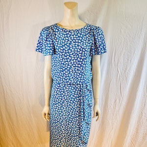 90’s Vintage Baby Blue & Floral Dress, Small