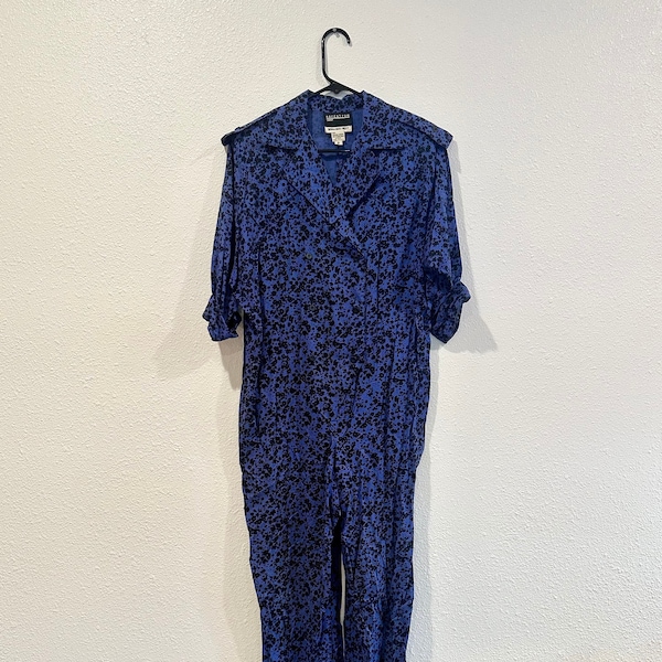 1980's Purple Jumpsuit by Nordstrom Savvy Nora Noh West, Small/Size 6