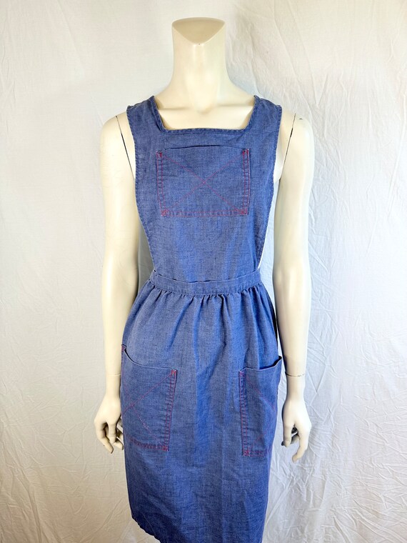 Sweet 70's Design House Blue Apron Dress - image 4