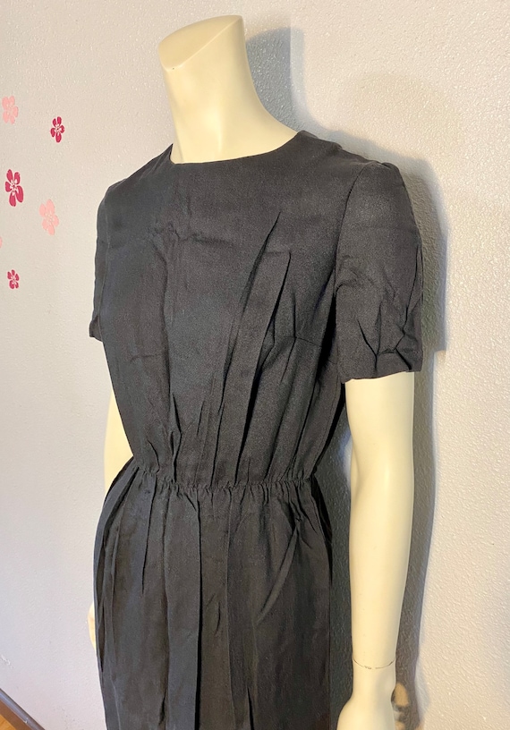1960's Simple Black Dress, Size Small - image 2