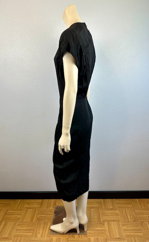 1980's Nicole Miller Little Black Ruched Dress, S… - image 4