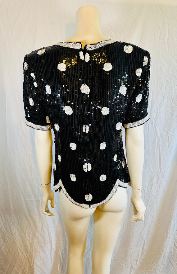 Vintage 80's Stenay 100% Silk Beaded Blouse, Size… - image 3