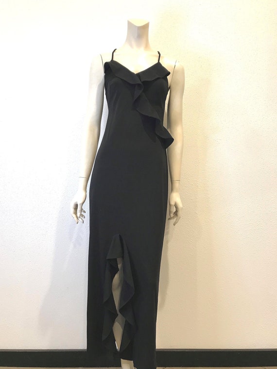 1980's Disco Black Long Dress - image 1