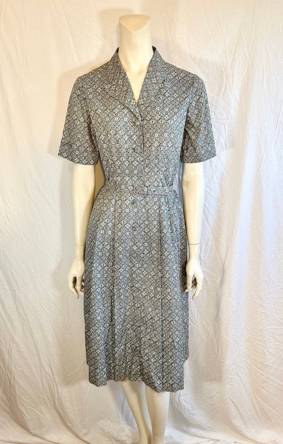 Vintage lightweight white print shirt dress ^^^ L/XL ...