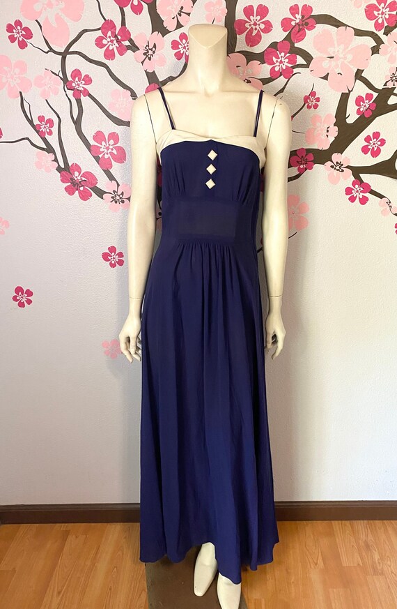 1950's-1960's Navy Blue Maxi Dress