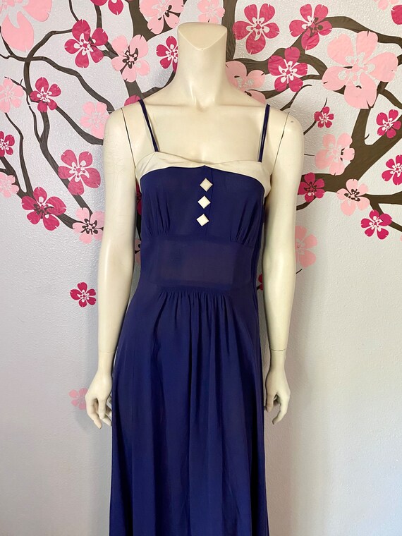 1950's-1960's Navy Blue Maxi Dress - image 5