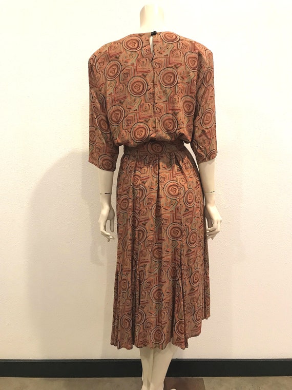 1980's Vintage Abstract Print Lanchetti Dress - image 3