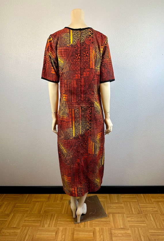 Hawaiian Tribal Print Maxi Dress, Size Medium - image 4