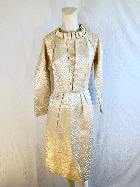 1950's Gold Brocade Knee Length Dress, Wedding Dr… - image 4