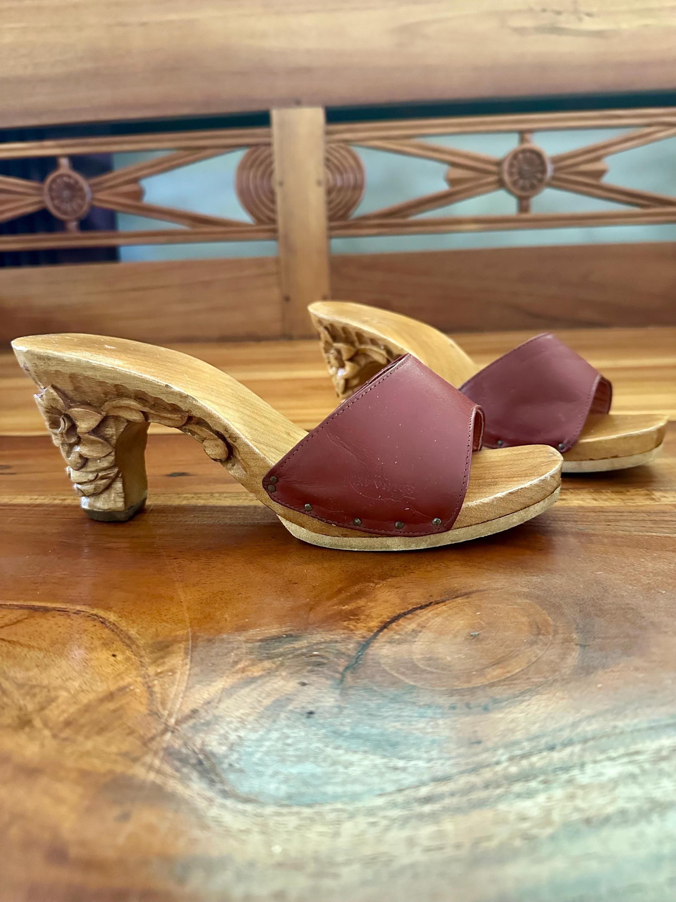 Wooden Platform Shoes Vintage - Etsy