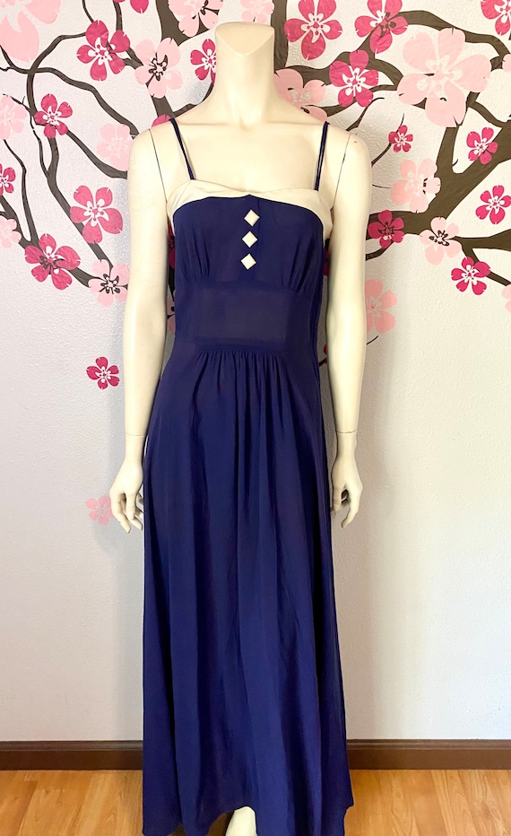 1950's-1960's Navy Blue Maxi Dress - image 8