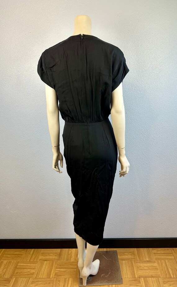 1980's Nicole Miller Little Black Ruched Dress, S… - image 3
