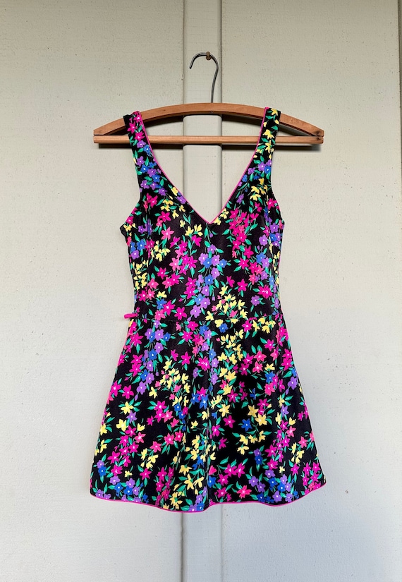 Vintage Floral Bathing Suit, Small