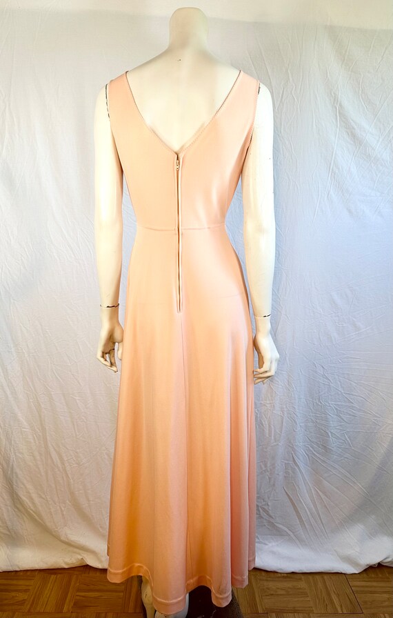 60's/70's Peach Polyester Vintage Gown, Small - image 3