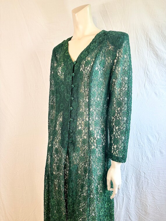 1980's Lace Diana Marco Green Dress, Size Medium/Large 1980's Lace Diana Marco Green Dress, Size Medium/Large