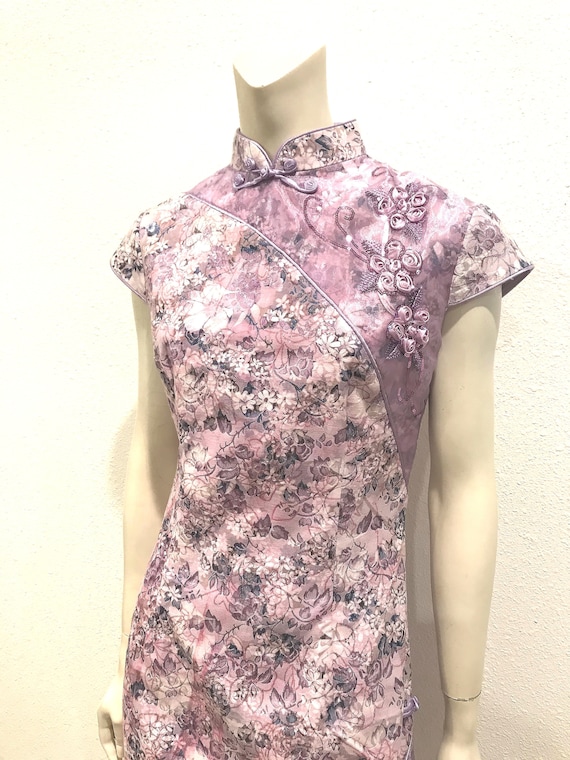 Beautiful Vintage Lavender Cheongsam Dress