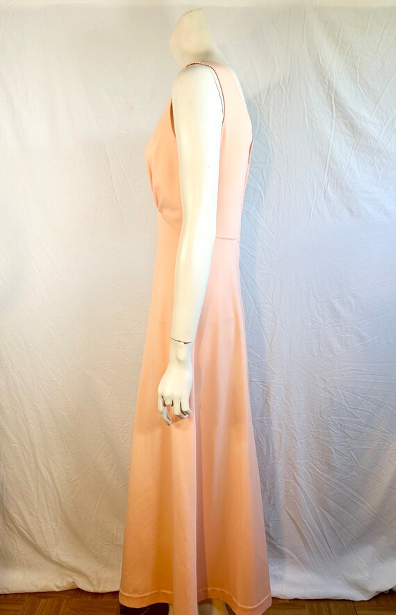 60's/70's Peach Polyester Vintage Gown, Small - image 5