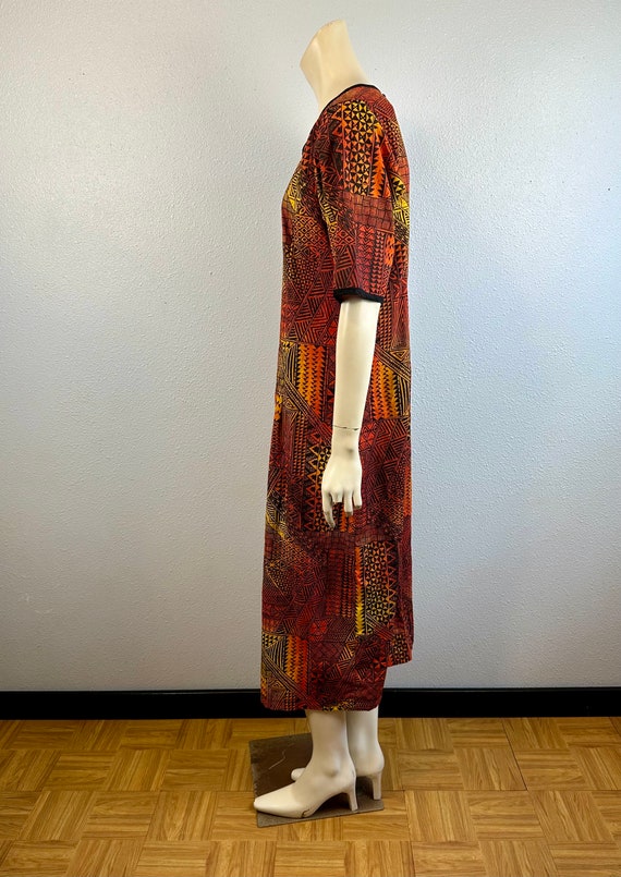 Hawaiian Tribal Print Maxi Dress, Size Medium - image 3