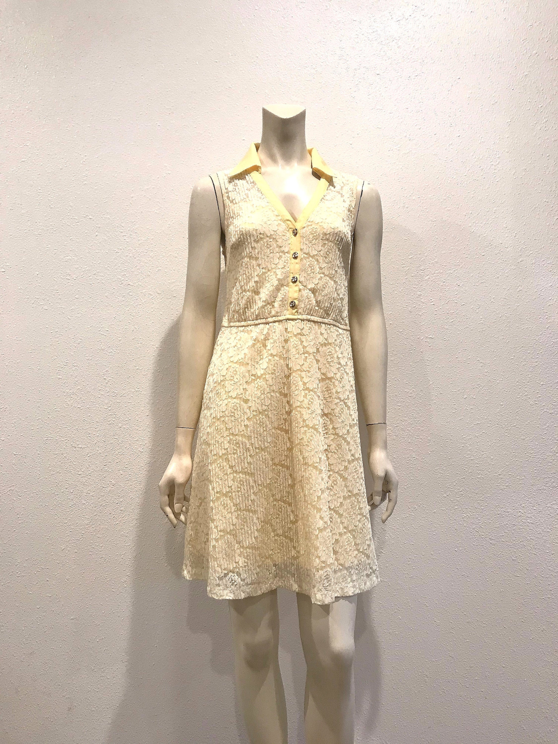 Sweet Vintage White & Yellow Dress Size Small Etsy Ireland