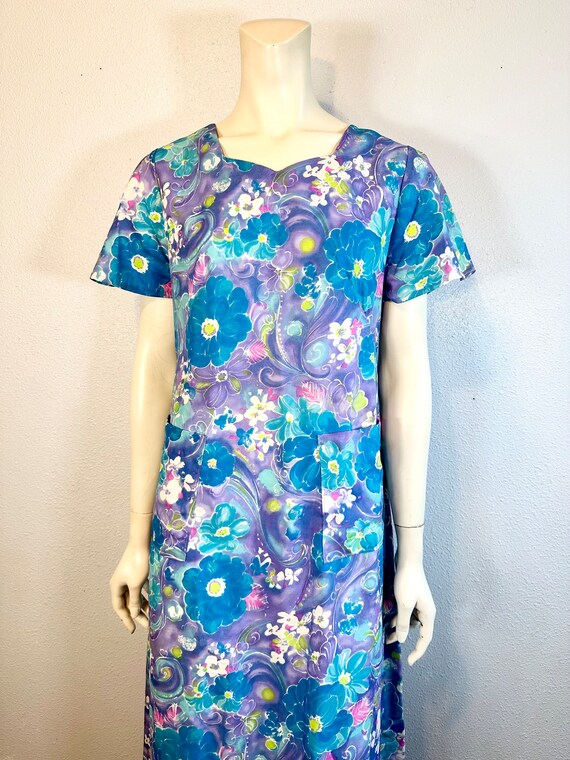 60's/70's Floral Gown, OAK, Small/Medium - image 4
