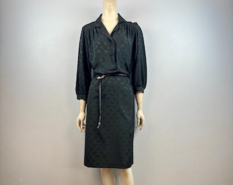 Beautiful Sears Hawaii Black Shirt Dress, Vintage Dead Stock, Belt Not Included, Size Medium/Large