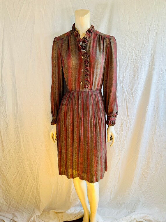 1980's Gorgeous Paisley Dress By Virgo Fashion, Sm