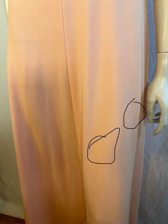 60's/70's Peach Polyester Vintage Gown, Small - image 6