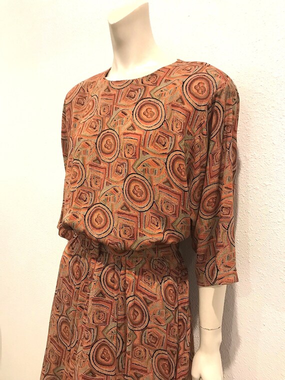 1980's Vintage Abstract Print Lanchetti Dress - image 2