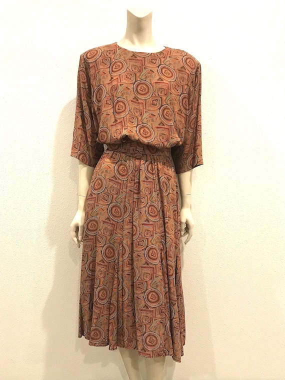 1980's Vintage Abstract Print Lanchetti Dress - image 1