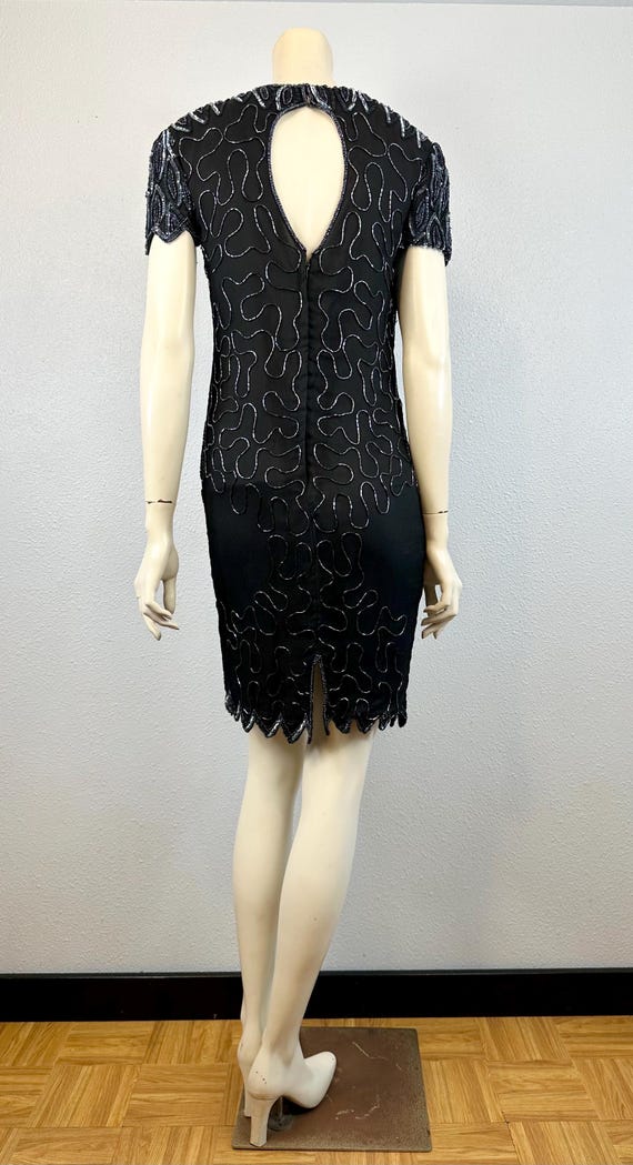 1980's Beaded Black Dress By JMD New York, Small/Medium Petite 1980's Beaded Black Dress By JMD New York, Small/Medium Petite