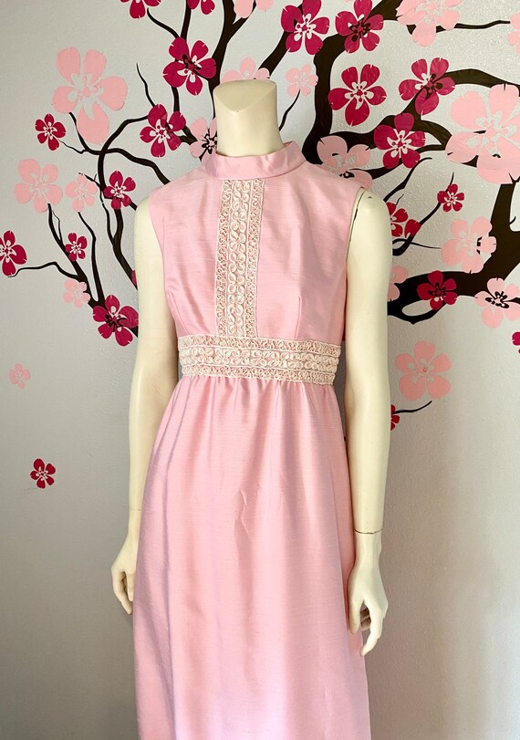 1960's Sweet Vintage Pink Maxi Dress or Gown, OAK - image 5