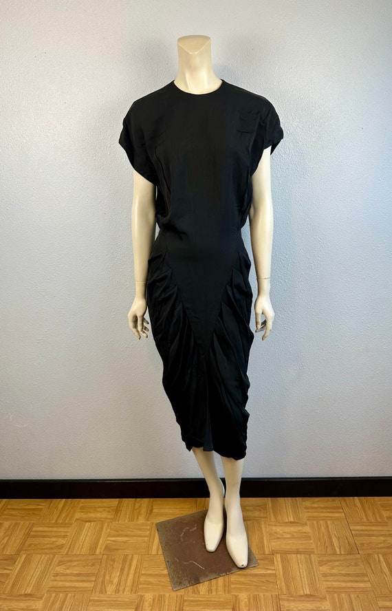 1980's Nicole Miller Little Black Ruched Dress, Si