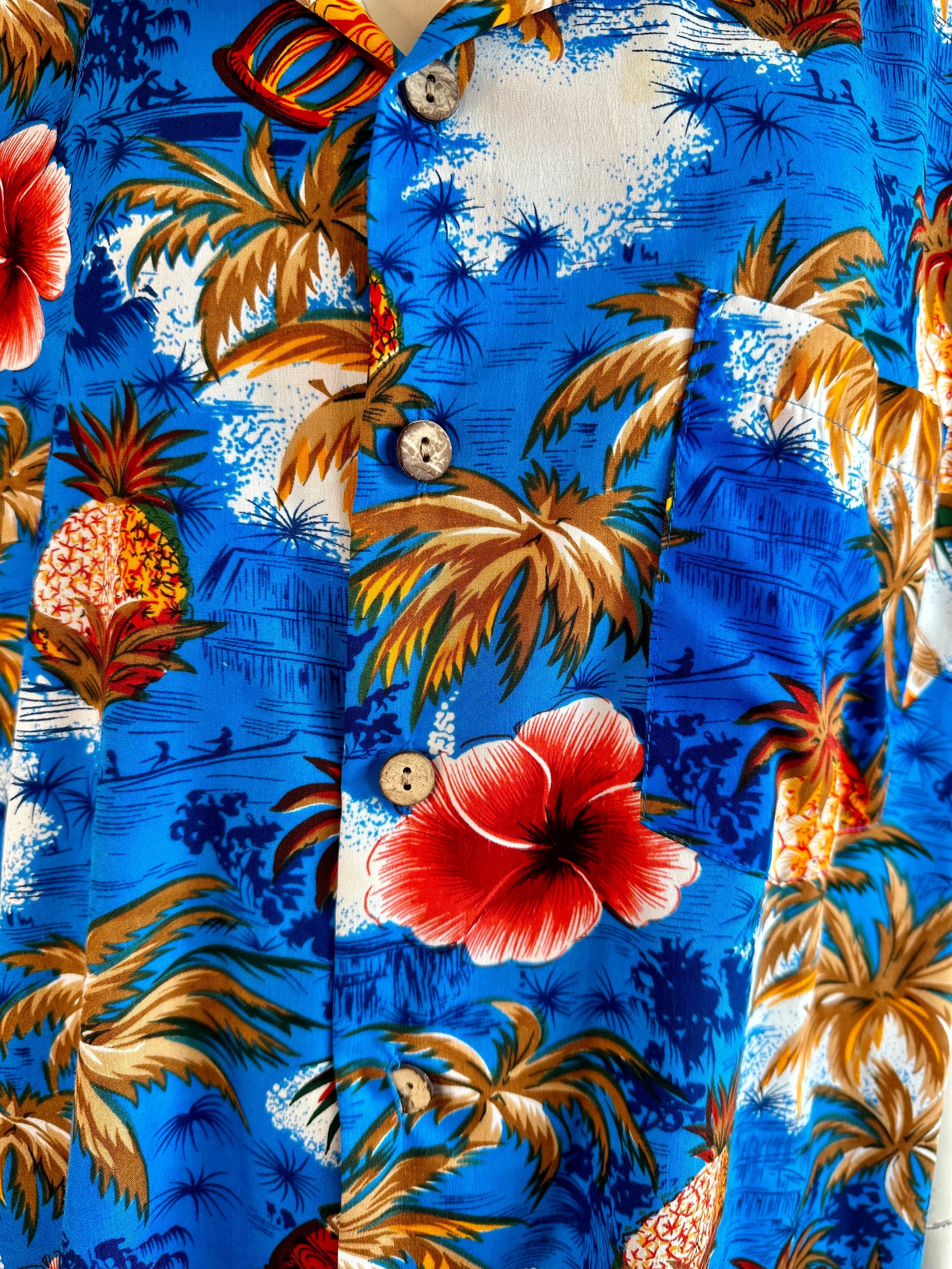 Chemise Hawaïenne Kennington Ltd. – Motif Floral Bleu/rose/gris – Taille M, Coton – Neuf Avec étiquettes