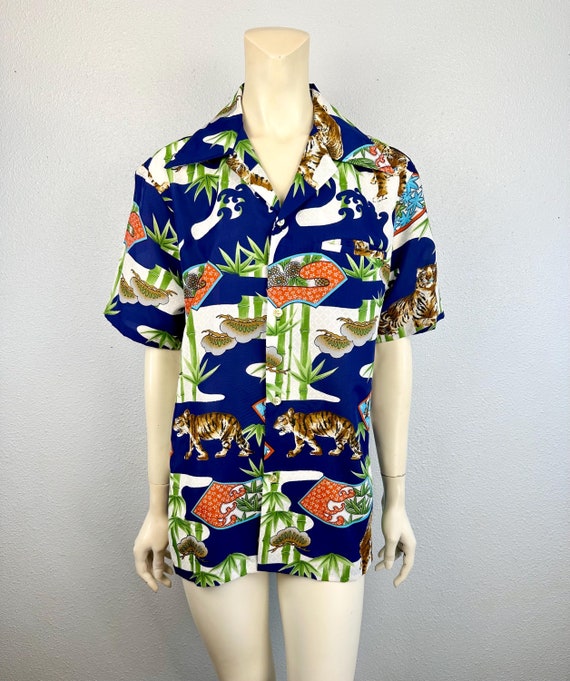Kai Nani HAWAII aloha shirt カイナニ アロハシャツ サイズS グリーン 総柄 オープンカラーシャツ ヴィンテージ ネ Kai Nani Hawaiian Shirt