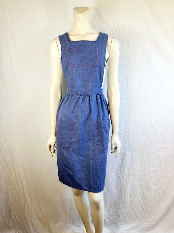 Sweet 70's Design House Blue Apron Dress - image 1