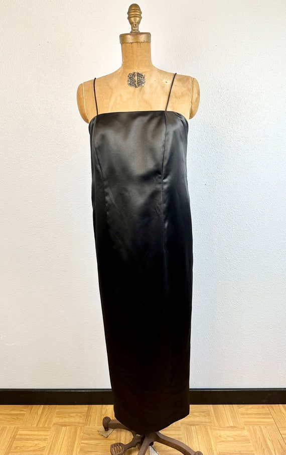 80's/90's Black Satin Gown By Young's Original Haw