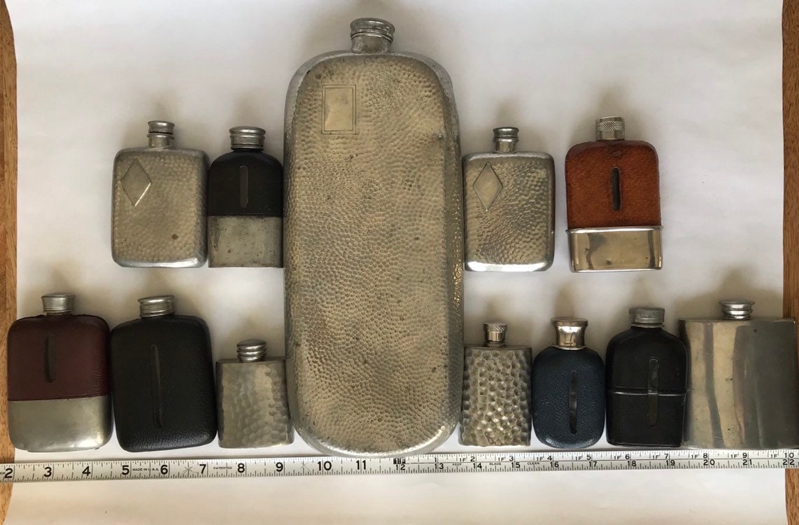 Vintage Pewter Flask Made in England Huge Flask Etsy
