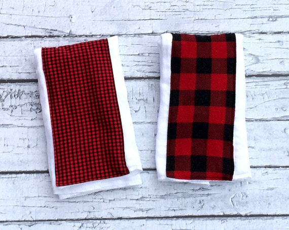 Buffalo Plaid Burp Cloth Set, Lumberjack - Woodland Theme Baby Shower Gift, et Of 2,Baby Boy, Baby Girl,2 Premium Burp Cloths, READY TO SHIP Il_570xn