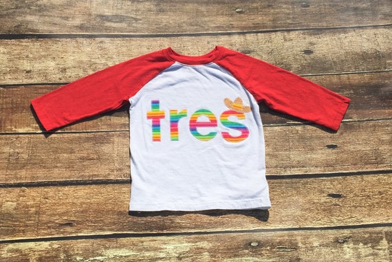 Tres, Fiesta, Party,Sombrero,Three, Third Birthday, Third Fiesta, Gender Neutral,Shirt,Photo Prop,Birthday Shirt Il_570xn