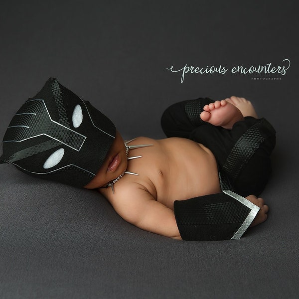 Déguisement inspiré de panthère pour bébé nouveau-né, SANS pantalon, accessoire de photographie, héros garçon, costume d'Halloween garçon, bandes dessinées héros faites main