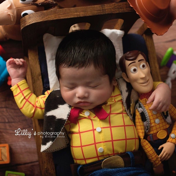 Infant Baby Boy Sheriff Costume - Newborn Boy Halloween Costume - Sheriff Baby - Boy Baby Halloween Cosplay Costume - Newborn Photo Prop