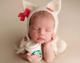 Faux Empty Paper Cup with Lid and Logo - Small Prop for Babies - Faux Drink Photography Session Prop - Boy or Girl Small Prop Cup Baby