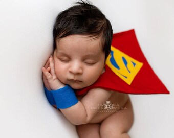 Superhero Boy Baby Infant Halloween Costume, Superhero Photog Prop, Costume for Newborn, Baby Superbaby, Handmade Hero